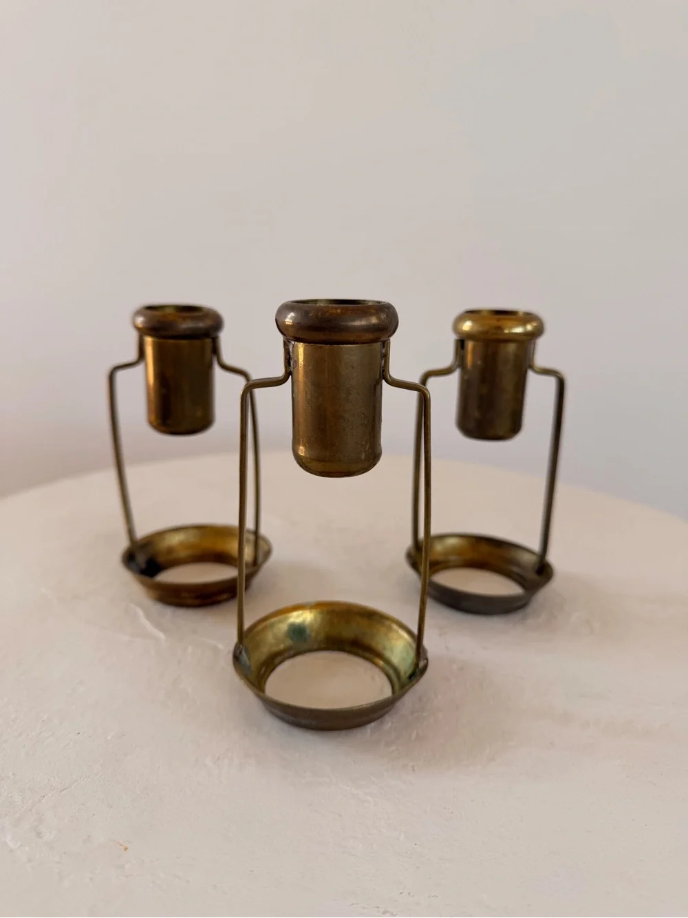 VINTAGE BRASS CANDLE-HOLDERS SWING HANDLE LANTERNS BOHO NAUTICAL MID-CENTURY EUC